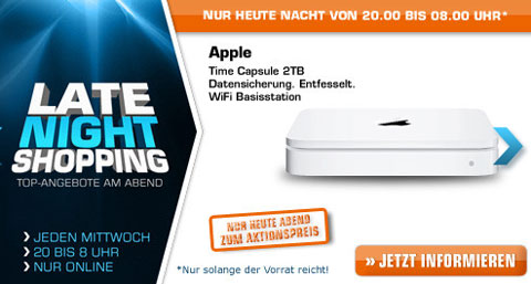Saturn Late Night Shopping ab 20 Uhr: Apple Time Capsule 2TB und Canon EOS 1100D Kit 