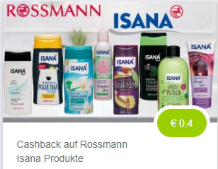 Isana Produkt sogar gratis - durch Cashback, z.B. Cremeseife, Badeperlen für 9 Cent, Shampoo für 10 Cent