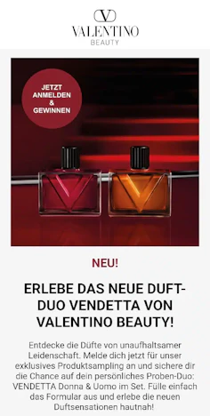 Gratis Proben von Valentino VENDETTA Donna & Uomo im Set (Gewinnspiel)