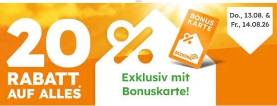 Globus Baumarkt 20% auf alles regional im Handel