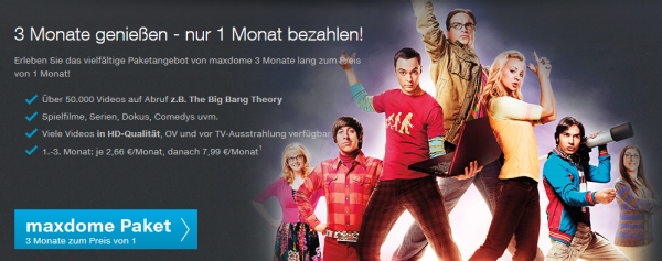 3 Monate maxdome zum Preis von 8€ testen - 3 Monate statt einem *UPDATE3*