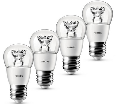 4er Pack Philips LED-Tropfenlampe 3W für 13€ - Warmweiß, 250 Lumen, Energieeffizienzklasse A+