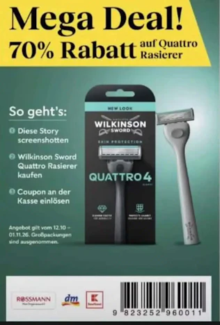 Wilkinson Quattro 4 für unglaubliche 1,89€