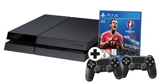 PlayStation 4 CUH-1216A mit 500GB inkl. UEFA Euro 2016 und 2 Controllern für 299€
