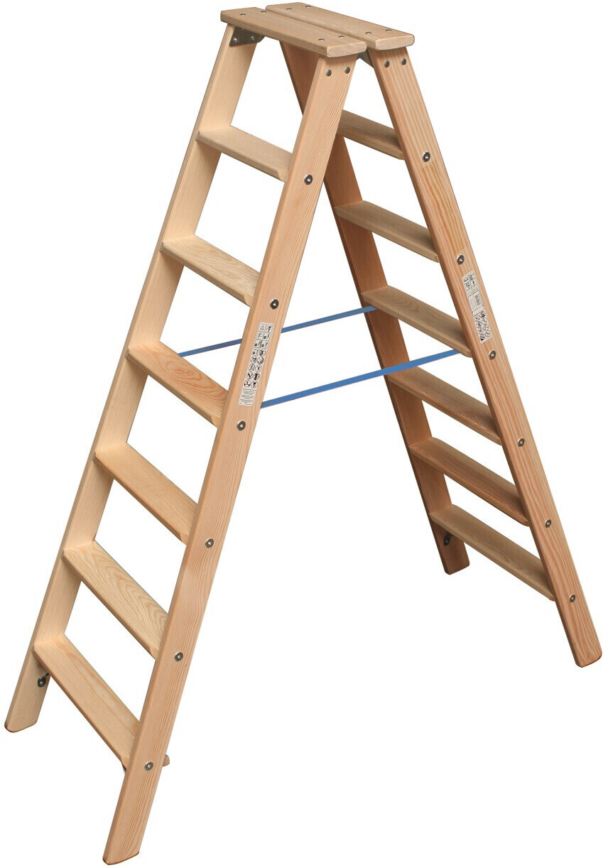 Krause Stufen-DoppelLeiter Holz 2x7 Sprossen im Angebot: Nur 114,66€ statt 134,00€