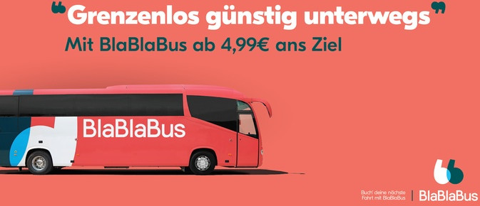 *Vorbei*Bis zu 40% Rabatt bei Groupon: BlaBlaBus-Fahrten in Deutschland und Europa ab 5,99€