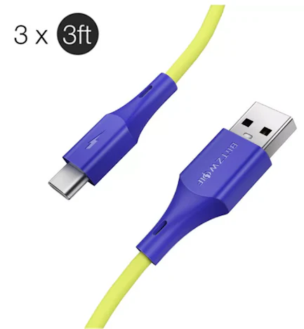 3 x 0,91M BlitzWolf 3A USB Typ C Ladekabel