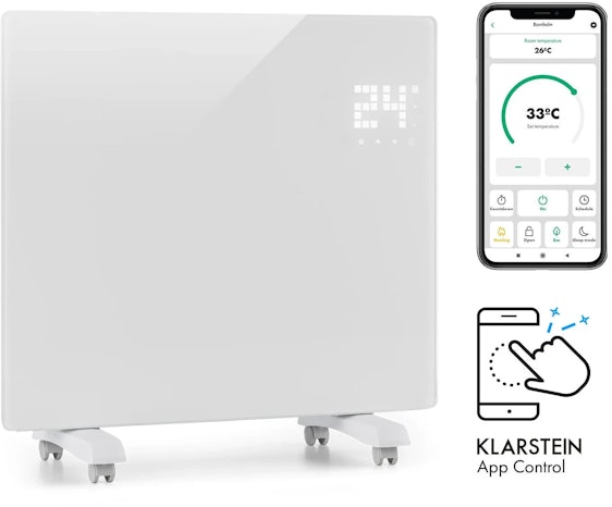 Klarstein Bornholm Smart Single Smart 1000W für 199€ – Konvektorheizung für Räume bis 25 m², mit Überhitzungsschutz & Kindersicherung