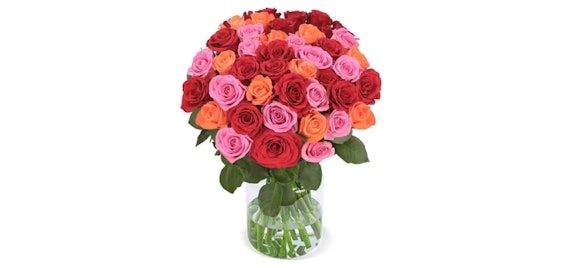 Blumenstrauß "Good Vibes" für 29€ - mit 44 bunten Rosen, 40-50cm Länge