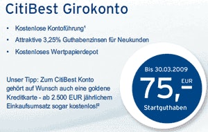 Citibank Konto mit 75 € Startguthaben