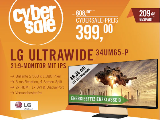 LG Flatron 34UM65-P - 34" Ultrawide Monitor (21:9) für 406€ *UPDATE*
