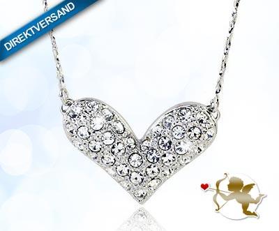 [Valentinstag] Herzhalskette mit Swarovski-Elements-Kristallen, weißgoldplattiert von sunshine-diamonds für 19,95€