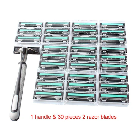 Männer Griff Rasieren Rasierer Austauschbare Gerade Handbuch Razor Bartschneider mit 30pcs