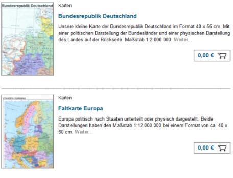 Kostenlose Karten von Deutschland und Europa ohne Versandkosten