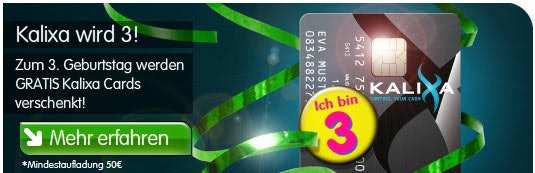 Kalixa Mastercard Prepaid Kreditkarte - kostenlos über Geburtstagsaktion bis 14. Februar, wenn man 50€ auflädt