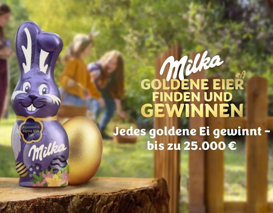 Milka: Finde das goldene Ei und gewinne bis zu 25.000 € - Gewinnspiel