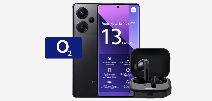 Eff. GRATIS 🤩 Xiaomi Redmi Note 13 Pro+ mit Redmi Buds 5 im 4GB o2-Tarif für 9,99€/Monat