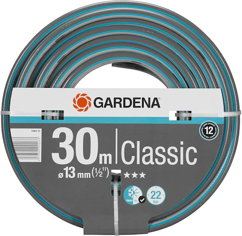 Gardena Classic Schlauch 30m (13 mm; 1/2") für 15€ – Gartenschlauch aus robustem Kreuzgewebe, 22 bar Berstdruck, UV-beständig