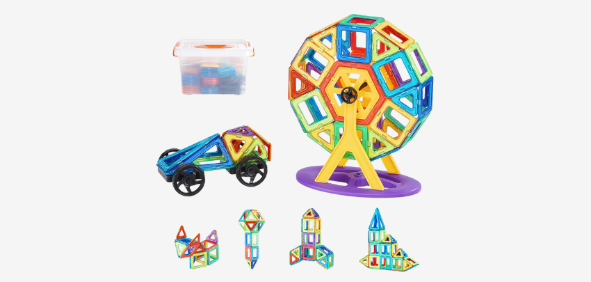 VEVOR Magnetbaukasten für 18€ - 123 Teile, kreatives Spielen, sicher &amp; robust