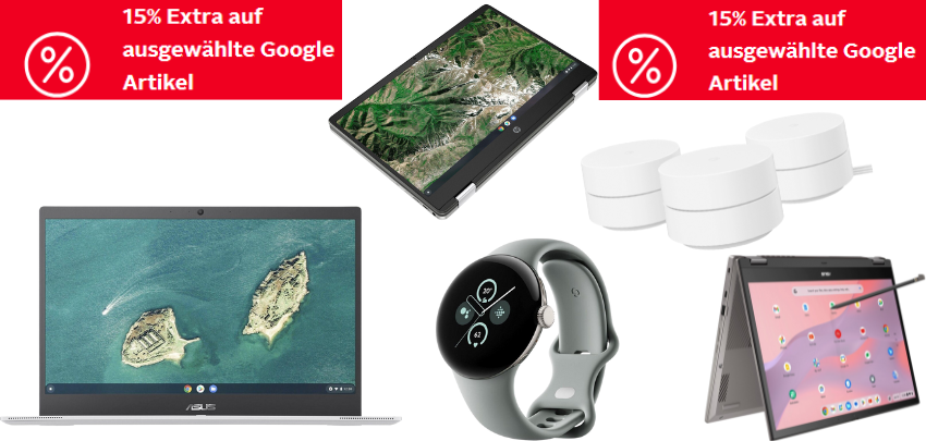 Otto: 15% Extra-Rabatt auf Google Artikel &amp; Chromebooks 💻 - z.B.: Asus Chromebook CX1 für 217€
