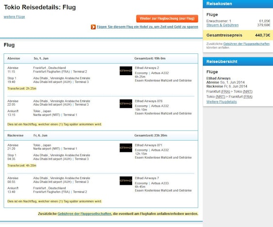 Flüge nach Tokio (hin und zurück) ab 441€ mit Etihad Airways