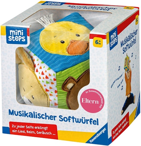 Ravensburger Mini Steps für 17€ - Musikalischer Softwürfel, Baby Spielzeug ab 6 Monate (Prime)