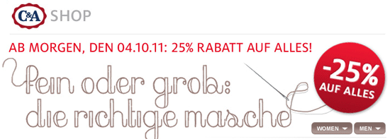 25% Rabatt auf Alles im C&amp;A Online-Shop (Update 2)