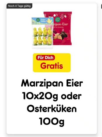 gratis Marzipan Eier 10x20g oder Osterküken100g in der Netto plus App bis 04.04.2026