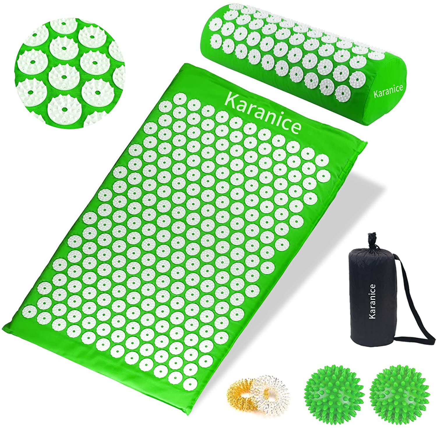 Karanice acupressure set acupressure mat with pillow 2x acupressure ring and 2x 