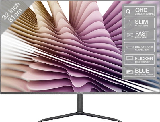PEAQ PMO Slim S320 für 200€ – 31,5" WQHD-IPS-Monitor mit 5ms Reaktionszeit, 60Hz