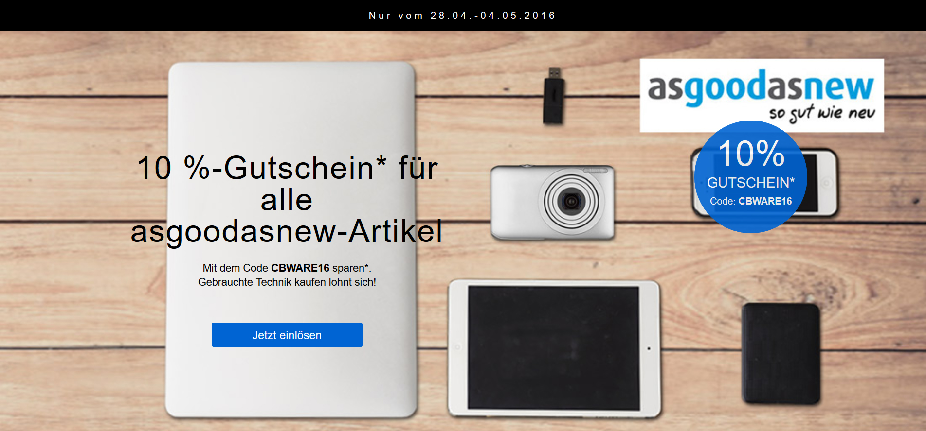 10% Rabatt auf Gebrauchtware von asgoodasnew bei eBay - z. B. Apple TV 4 64GB für 158€