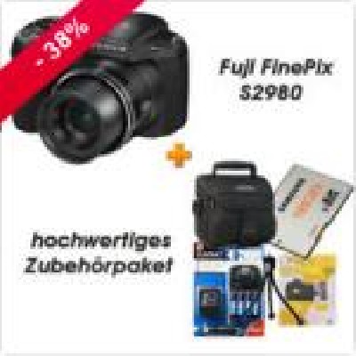 FUJI FINEPIX S2980 - BUNDLE -> + 16GB + LG + 4 x 2800er AKKUS + TASCHE