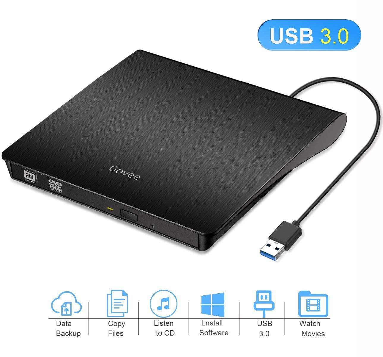Tragbare Slim USB 3.0 CD DVD RW Brenner Schreiber Player 