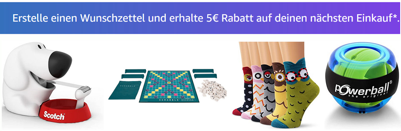 5€ Amazon-Gutschein für die Erstellung einer Wunschliste (personalisiert)