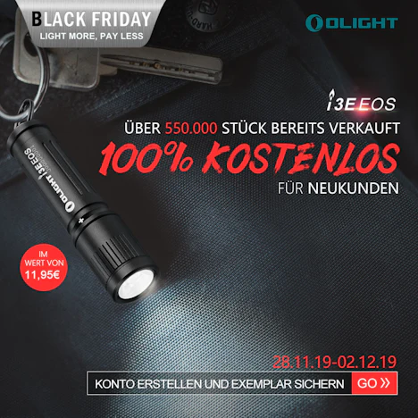 Kostenlose Olight I3E Taschenlampe für Neukunden