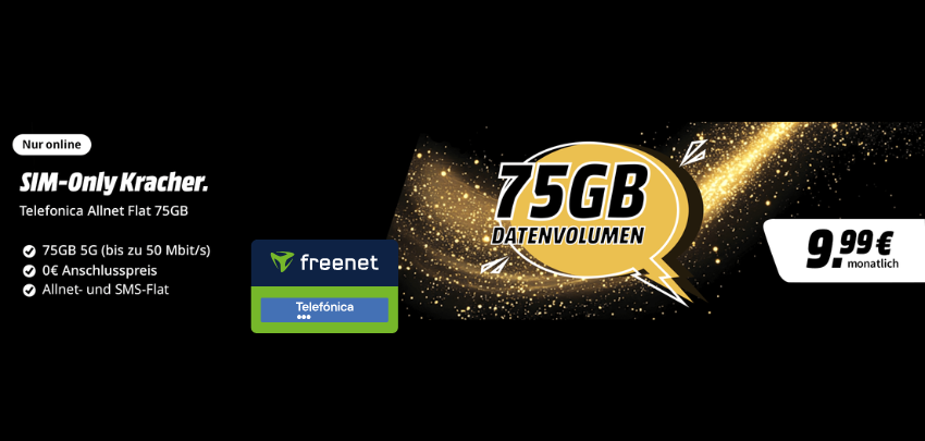 0€ Anschlusspreis 🤑 75GB Telefonica Allnet Flat für 9,99€/Monat