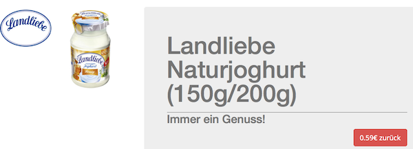 Landliebe Naturjoghurt gratis durch Cashback via Scondoo App