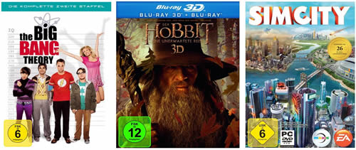 3 für 2 Aktion bei Amazon auf DVDs, Blu-Rays, Spiele und CDs