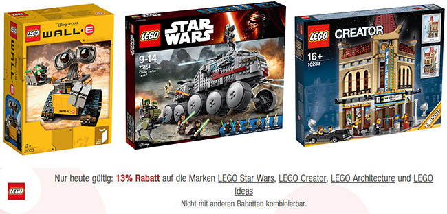 13% Rabatt auf diverse Legoartikel bei Galeria Kaufhof - z.B. Lego Star Wars Clone Turbo Tank 75151 für 95,69€