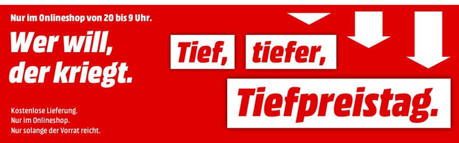 Tiefpreistag bei mediamarkt.de - Sony BDP-S 4200 für 49€, WD My Cloud 6TB für 222€, Samsung UE 46 H 5373 für 299€