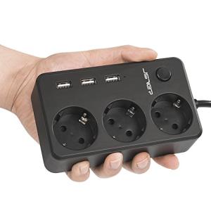 3fach Verteilersteckdose mit 3 USB Ports &amp; Netzschalter