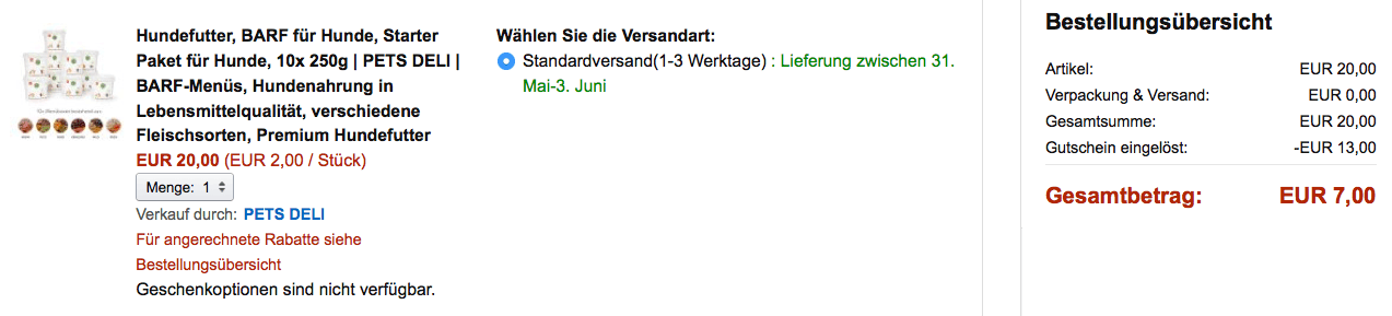 Preisfehler für Hundefutter