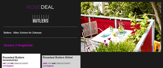 80€ Butlers-Gutschein für 40€ bei Vente-privee