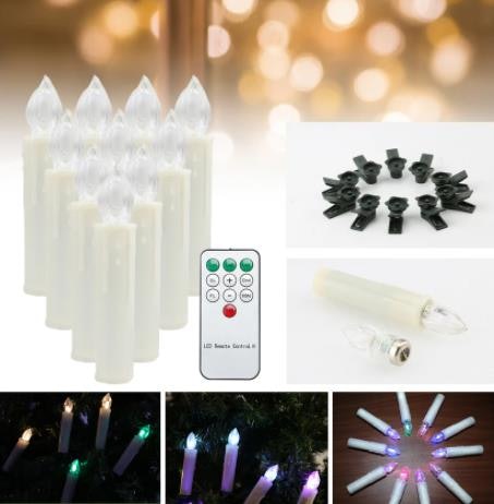 Hengda 10 Stück Kabellose LED Weihnachtskerzen Lichterkette, asserdicht
