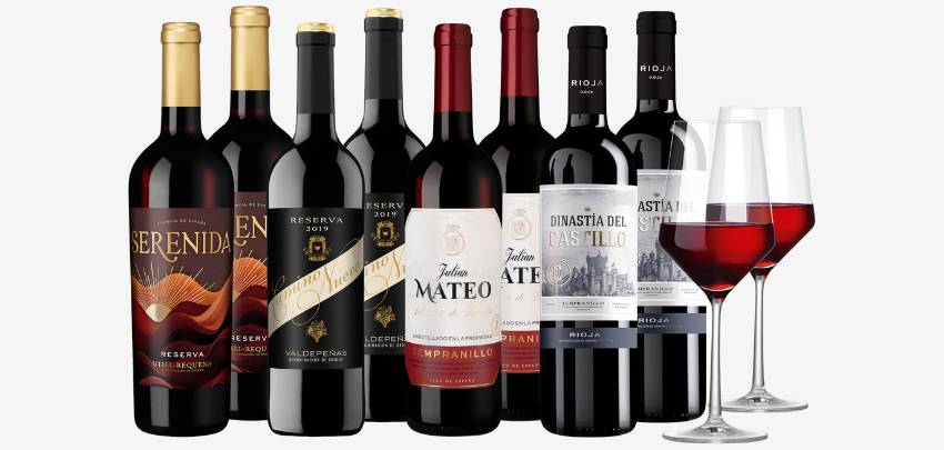 Tempranillo Probierpaket für 40€ 🍇🍷 - samtige Fülle, kräftige Aromen, elegante Gläser, Gold-Auszeichnungen