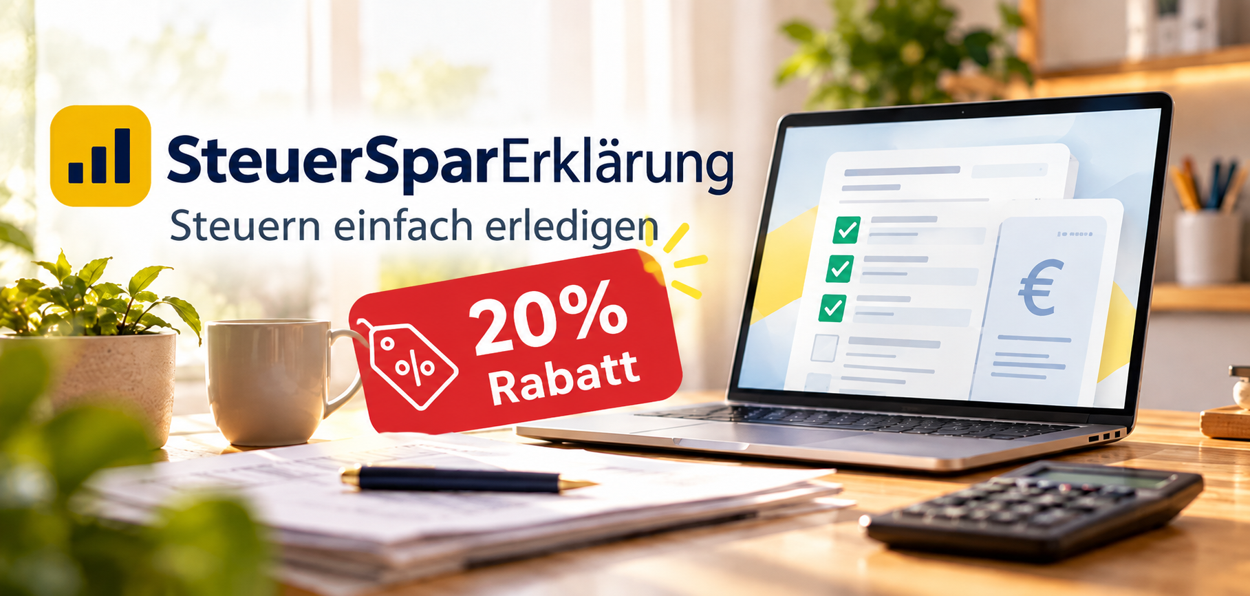 20% Rabatt bei Steuertipps 😎 » Steuererklärung 2025 für 28€