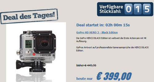 Ab 12 Uhr: GoPro HD Hero 3 Black Edition für 383€ *UPDATE*
