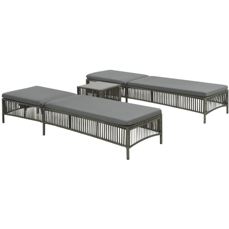 VidaXL Sonnenliegen-Set 5-tlg. Poly Rattan grau (44456) mit 50% Ersparnis