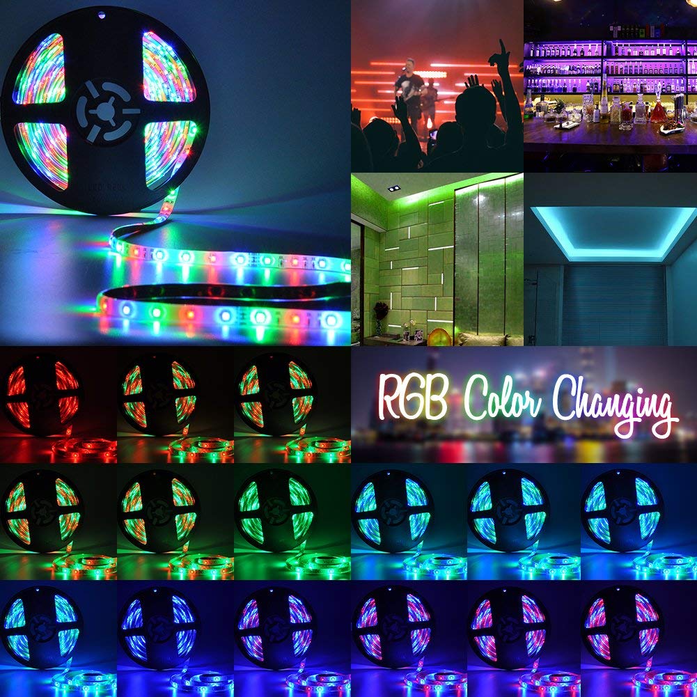 RGB LED Streifen Set 5M SMD 5050 300LEDs IP65 Wasserdicht Lichtleisten Farbwechsel