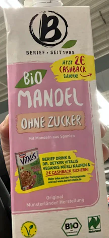 2€ Cashback auf Milchalternativen von Berief und Vitalis Müsli vegan